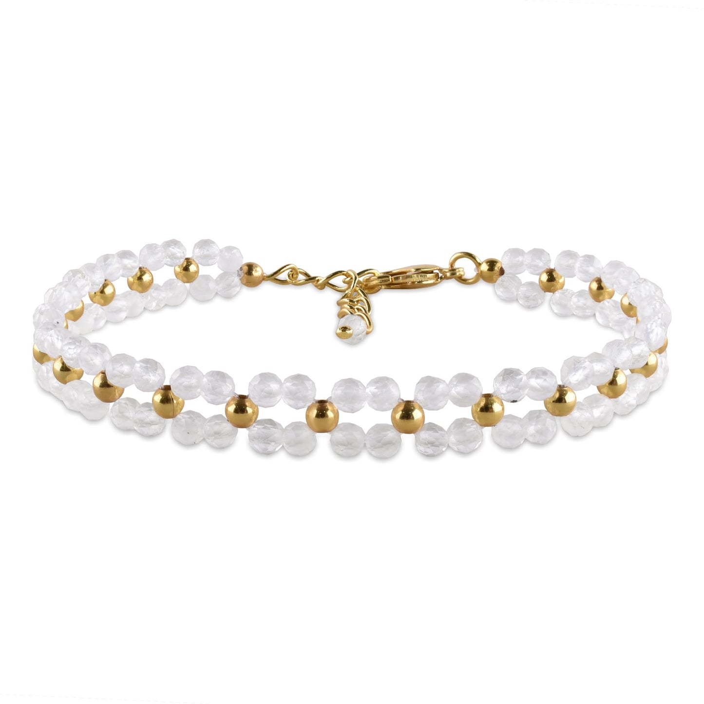 InfinityGemsArt Moonstone Bracelets for Women – June Birthstone White Gemstone, Handmade 14K Gold Plated Adjustable Chain, Dainty Chakra Jewelry, Gift for Her - Mom Jewelry