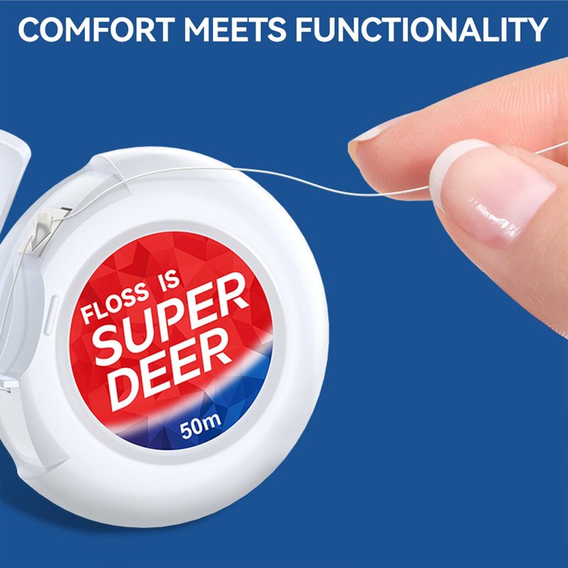Super Deer Waxed Dental Floss, Plaque Remover for Teeth, Shred Resistant, Floss Slides Smoothly, Easy to Use, Waxed, Deep Cleaning Teeth, Oral Care, for Adults & Kids, 6 Pack, 55 yd