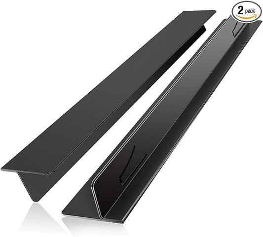 Stove Gap Covers 2PCS, Stove Gap Filler Stainless Steel,13.8'' to 27.5'' Adjustable Length,Range Trim Kit,Oven Stove Gap Guard Between Stovetop and Counter,Easy to Clean Heat Resistant, Black