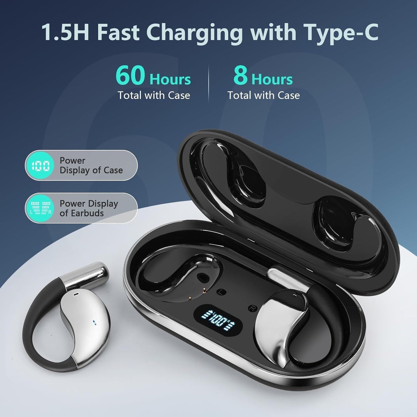 AI Translation Earbuds Real Time 164 Languages 80H Playtime Translator Ear Buds Audifonos Traductores Inglés Español Wireless Earphones Bluetooth Headphones for Travel Business Meeting Learning Black