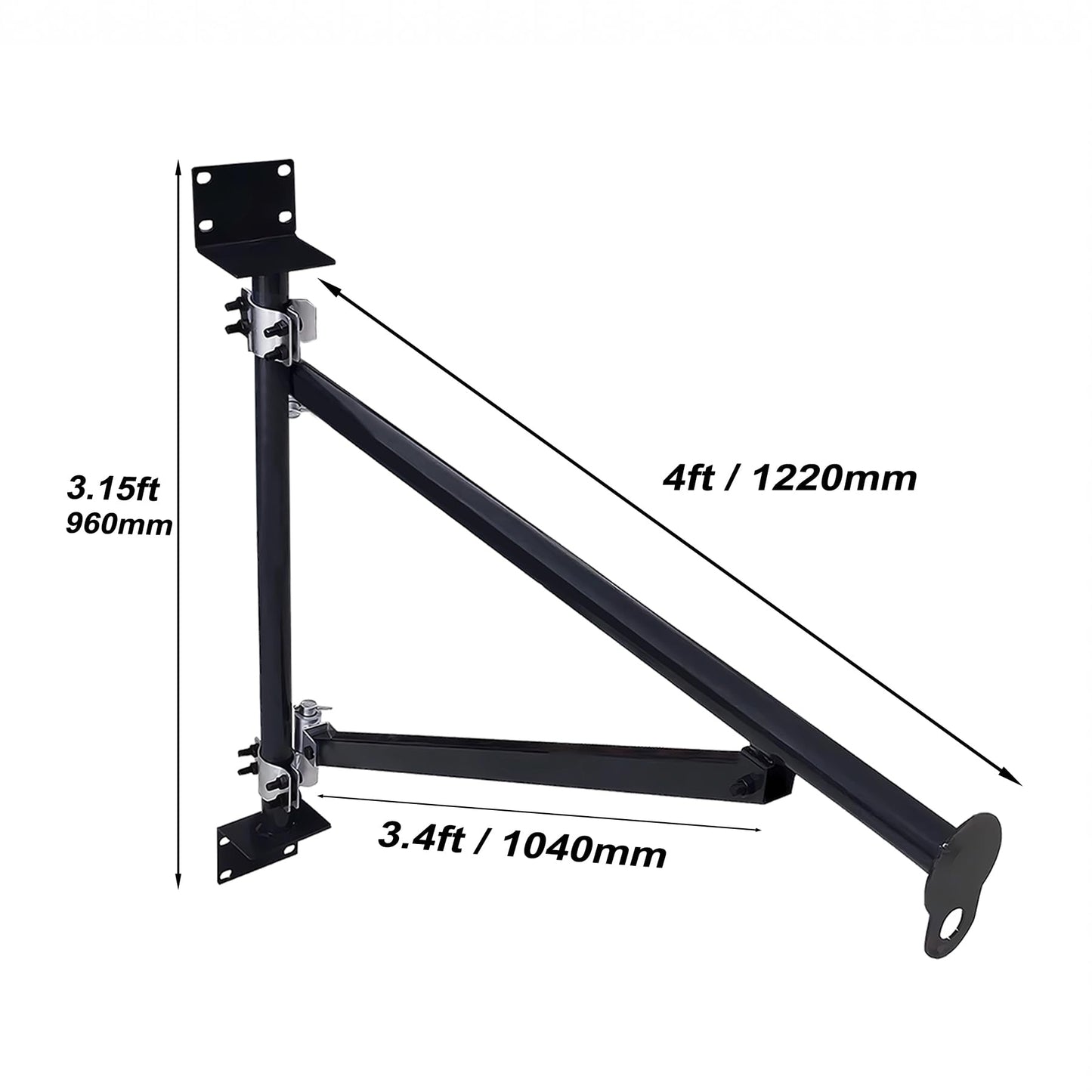BIGalleons 660lb Wall Mount Jib Crane - Heavy Duty Steel Construction, 180° Rotation, 48" Reach, Professional Hoist Bracket for Workshop & Garage (Black)