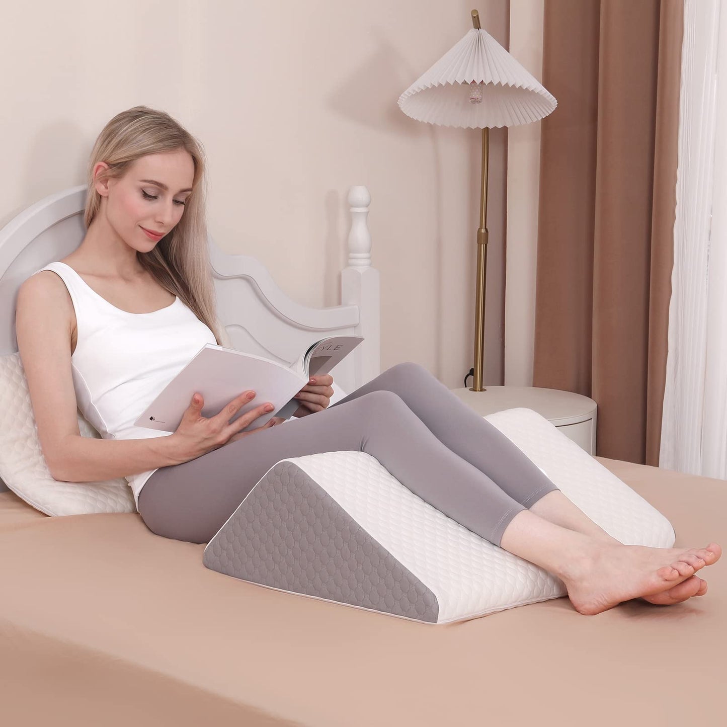 Forias Memory Foam Leg Wedge Pillow â 8" Triangle Design for Relaxed Sleeping Comfort