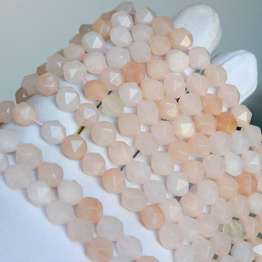 MJDCB Best Sellers Natural Stone Beads Faceted Polygon Pink Aventurine Crystal Energy Stone Healing Power for Jewelry Making(8mm)