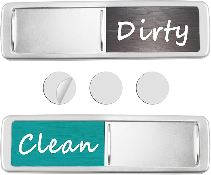 Dishwasher Magnet Clean Dirty Sign, Slide Strong Clean and Dirty Magnet Indicator for Dishwasher, Non-Scratch, Easy to Read, Self-Adhesive Stickers for Non-Magnetic Dishwasherï¼Grey Tealï¼
