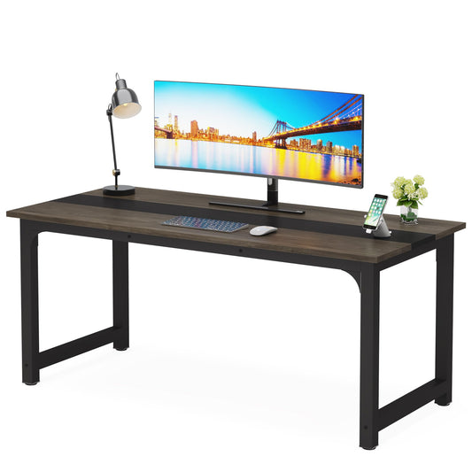 LITTLE TREE 63 Inch Large Executive Office Desk, Simple Computer Workstation with 31.5 inch Extra Wide Desktop for Home Office