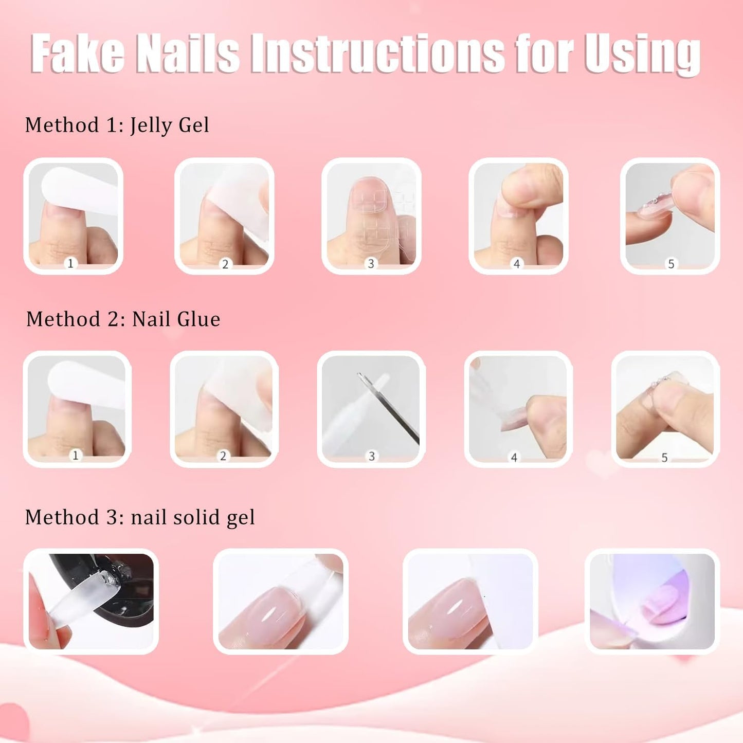 10 Pcs Press on Nails Handmade Duck Glue on Nails Pink French Tip with 3d Sparkling Diamond Design Handmade Acrylic Nails Elegant for Women for Spring Summer (S)