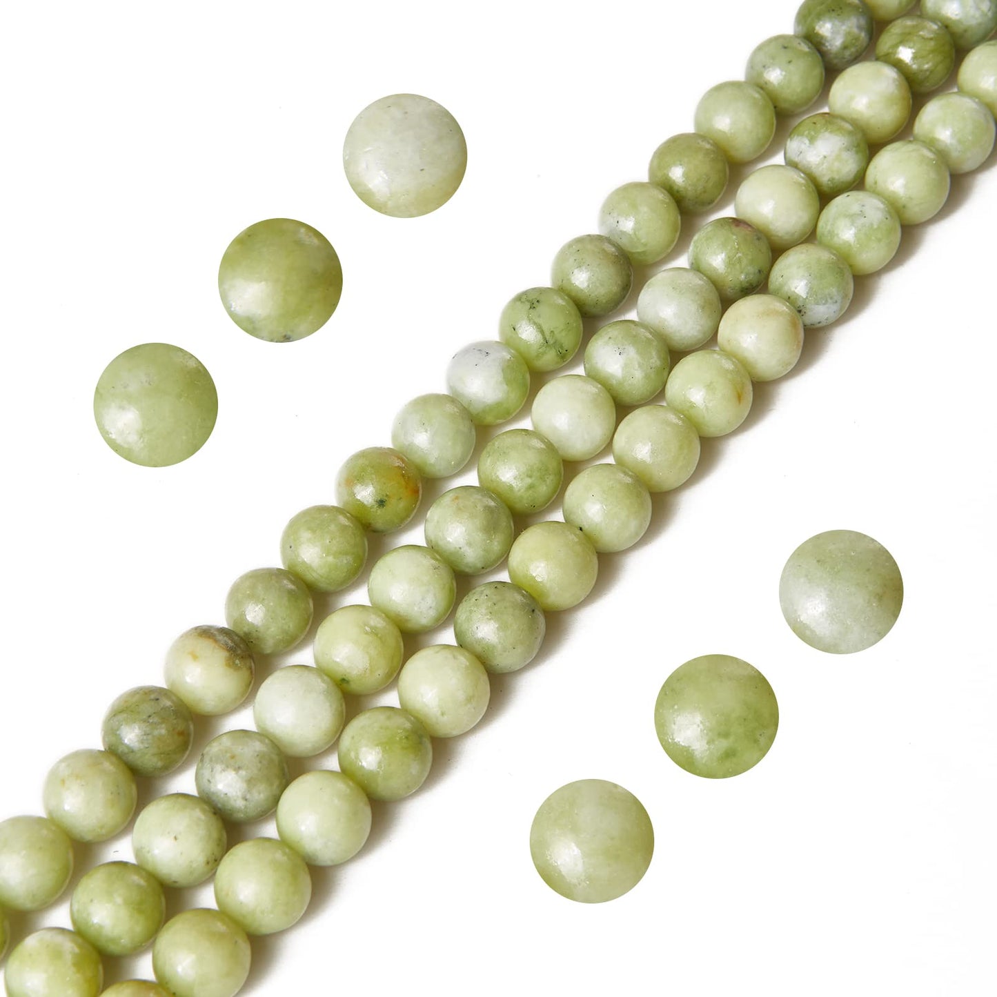 35pcs 10mm Chinese Jade Beads Natural Gemstone Beads Round Loose Beads for Jewelry Making