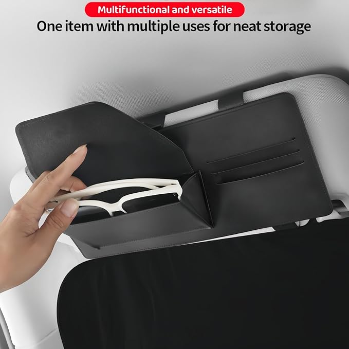 Anti-Glare Sun Visor for Cars, Suitable for Daytime and Nighttime Driving, Blocks UV Rays and Sunlight, Sun Visor Extender with Transparent Anti-Glare Panel and Storage Function