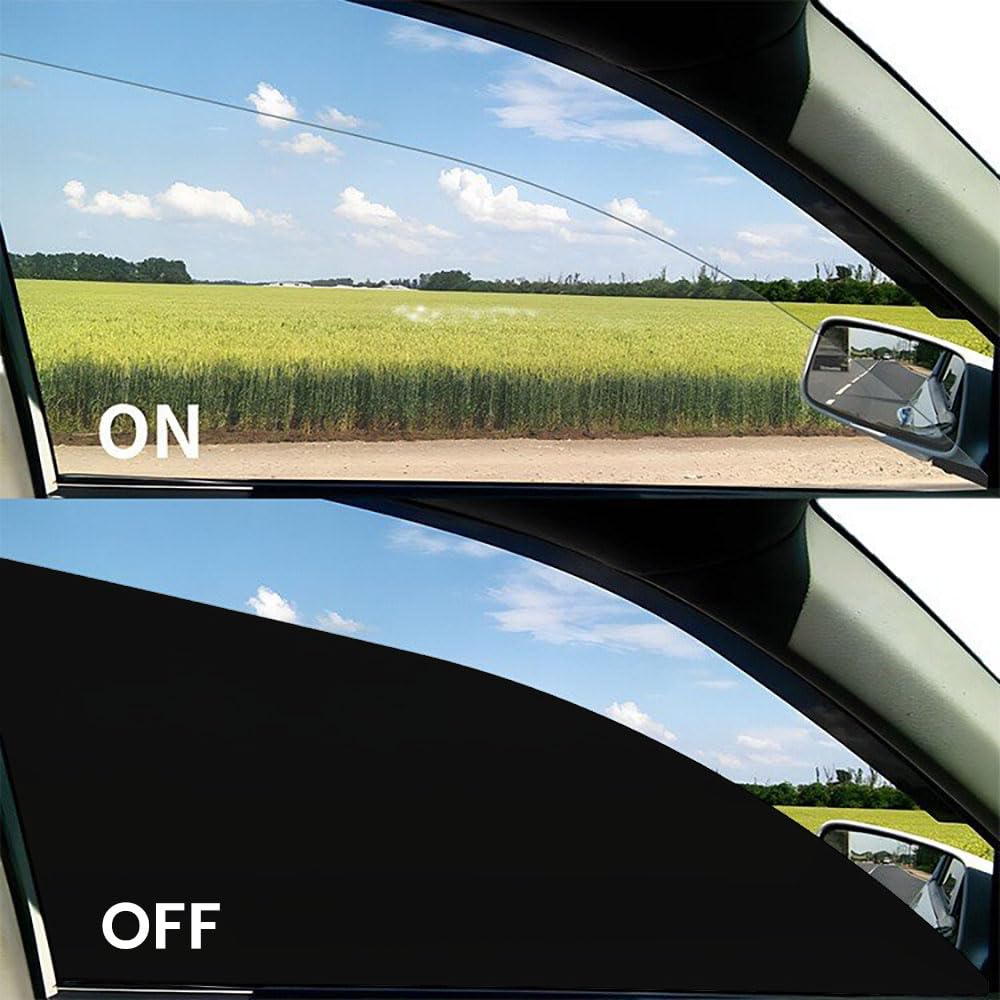 Electric Control Automotive Window Film 4PCS Black, Instant Privacy & UV Protection, Frosted to Clear Switching, DIY Kit for Car Side Windows