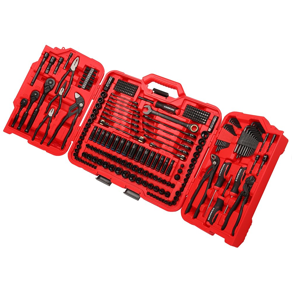 STARWORK TRUE MECHANIC 312-Piece Mechanics Tool Set and Socket Set, Professional【Pliers Wrench 】 SAE/Metric