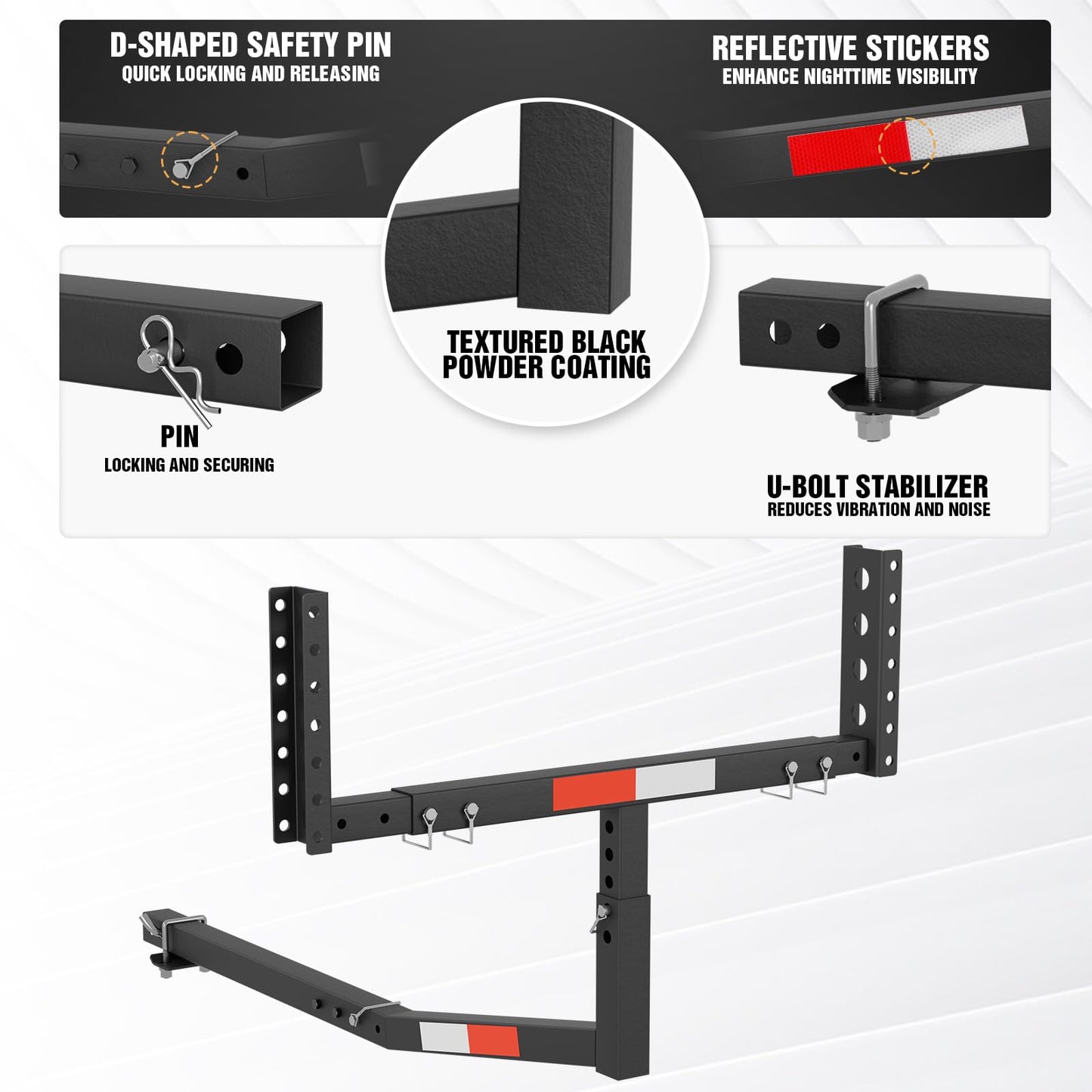 YZONA Truck Bed Extender Hitch Mount, 2 in 1 Design Foldable Kayak Hitch Extender, 800 lbs Load Capacity Tailgate Hitch Extendsion for Pickup Trucks & SUVs for Kayak Ladder, Canoe, Pipes, Lumber Rack