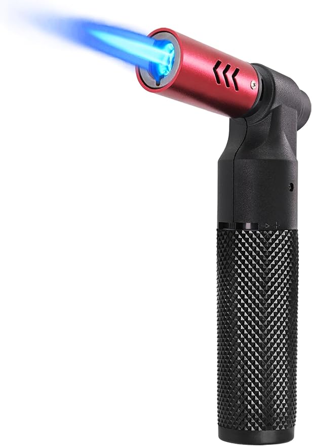 Luxgaze Butane Torch Kitchen Torch Lighter Refillable Big Jet Flame Mini Blow Torch Portable CrÃ¨me Brulee Torch for Camping Grill Culinary Soldering Cooking Welding BBQ(Gas not Included) Red