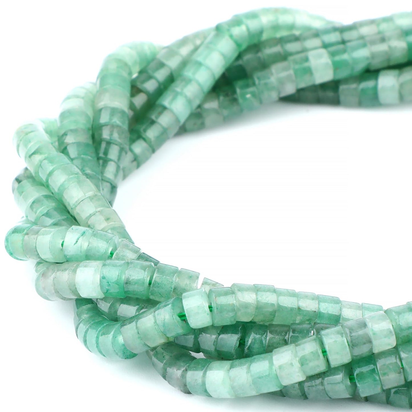 Natural Green Aventurine Heishi Spacer Beads Loose Semi Precious Flat Round Gemstone Disc Shape Stone for Beading Jewelry Making 4x2mm 15.5"