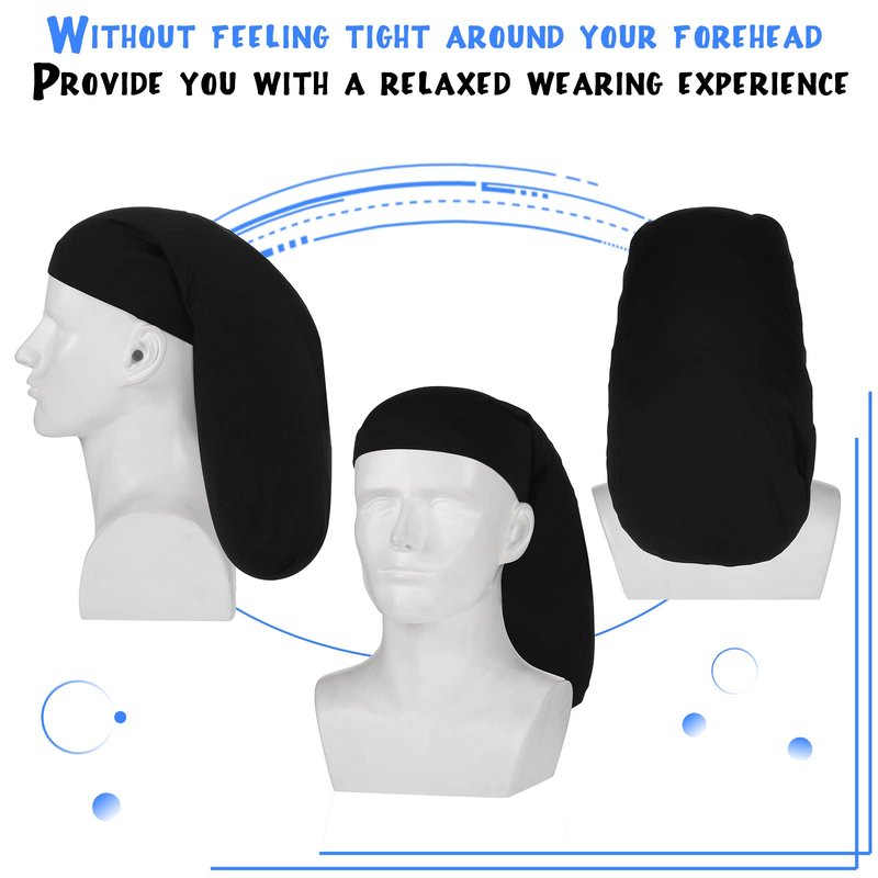 Tatuo 4 Pieces Unisex Jumbo Dreadlock Cap Long Dreads Hair Head Wrap Sleeping Cap Hair Accessories Sleep Bonnet for Men Women (4 Pcs,Black)