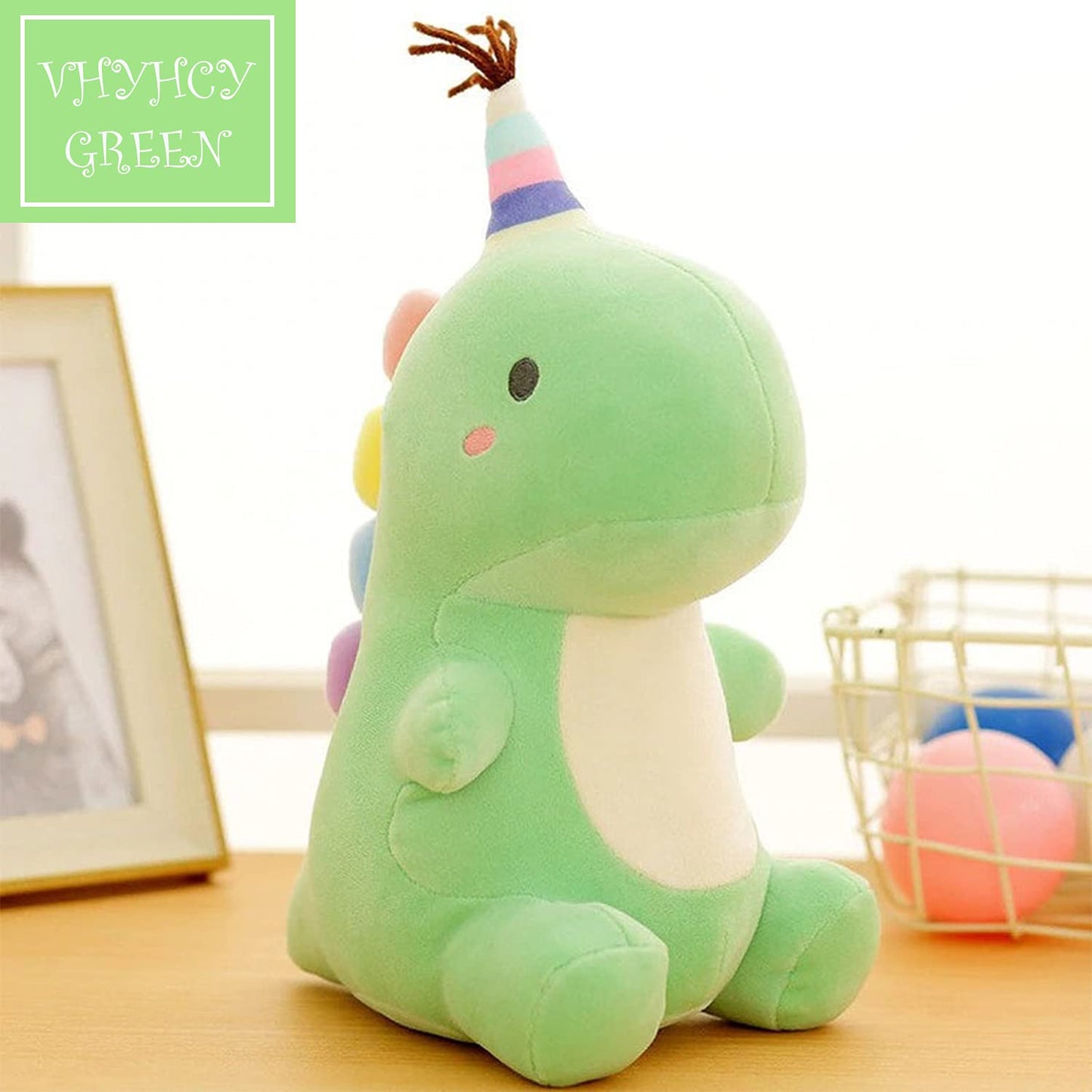 VHYHCY Stuffed Animal Plush Toys, Cute Dinosaur Toy, Soft Dino Plushies for Kids Plush Doll Gifts for Boys Girls (Green, 13.8 Inch)