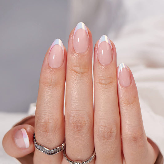 BTArtbox French Tip Press on Nails Toenails Short - Hope Hope & Mermaid