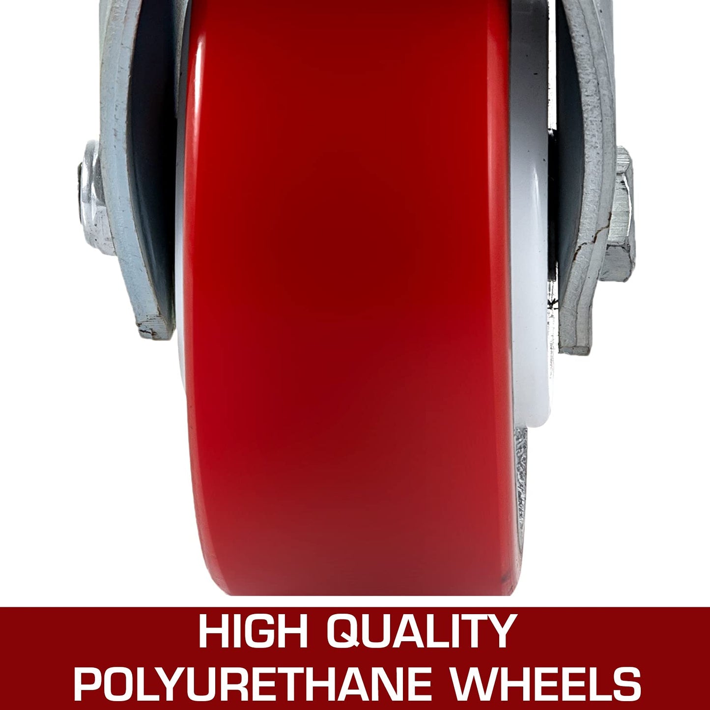 VEVOR Caster Wheels Set of 4, 6" Heavy Duty Casters (2 Rigid and 2 Swivel Casters with Side Brake) Polyurethane Iron Core Plate 4000LBS Capacity"
