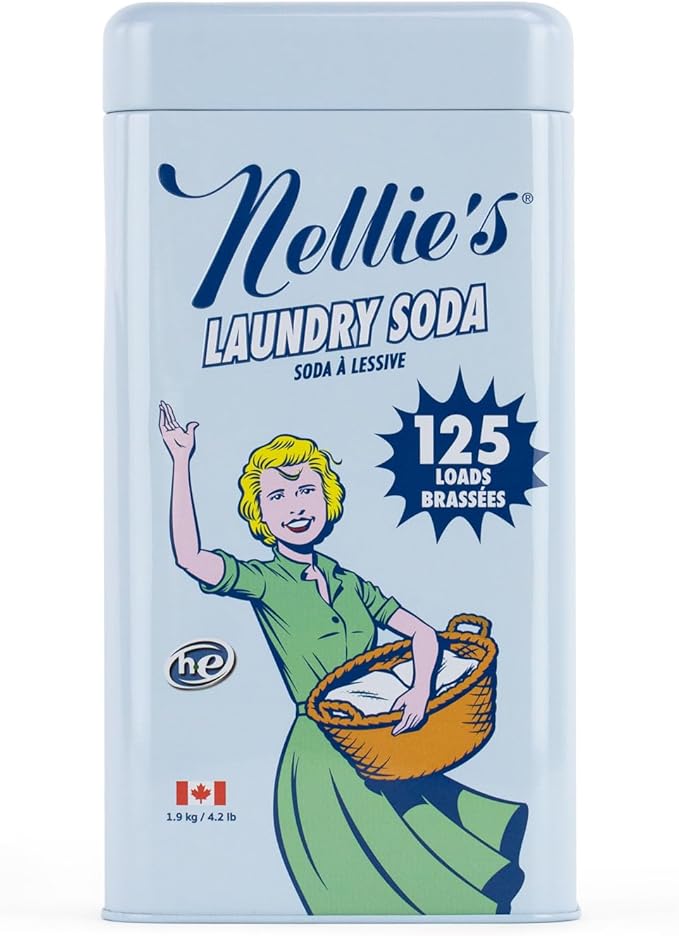Nellieâs Laundry Soda 125 Loads â Laundry Powder Detergent â 4 Ingredients â No Residue â HE & Septic Safe â Made in Canada