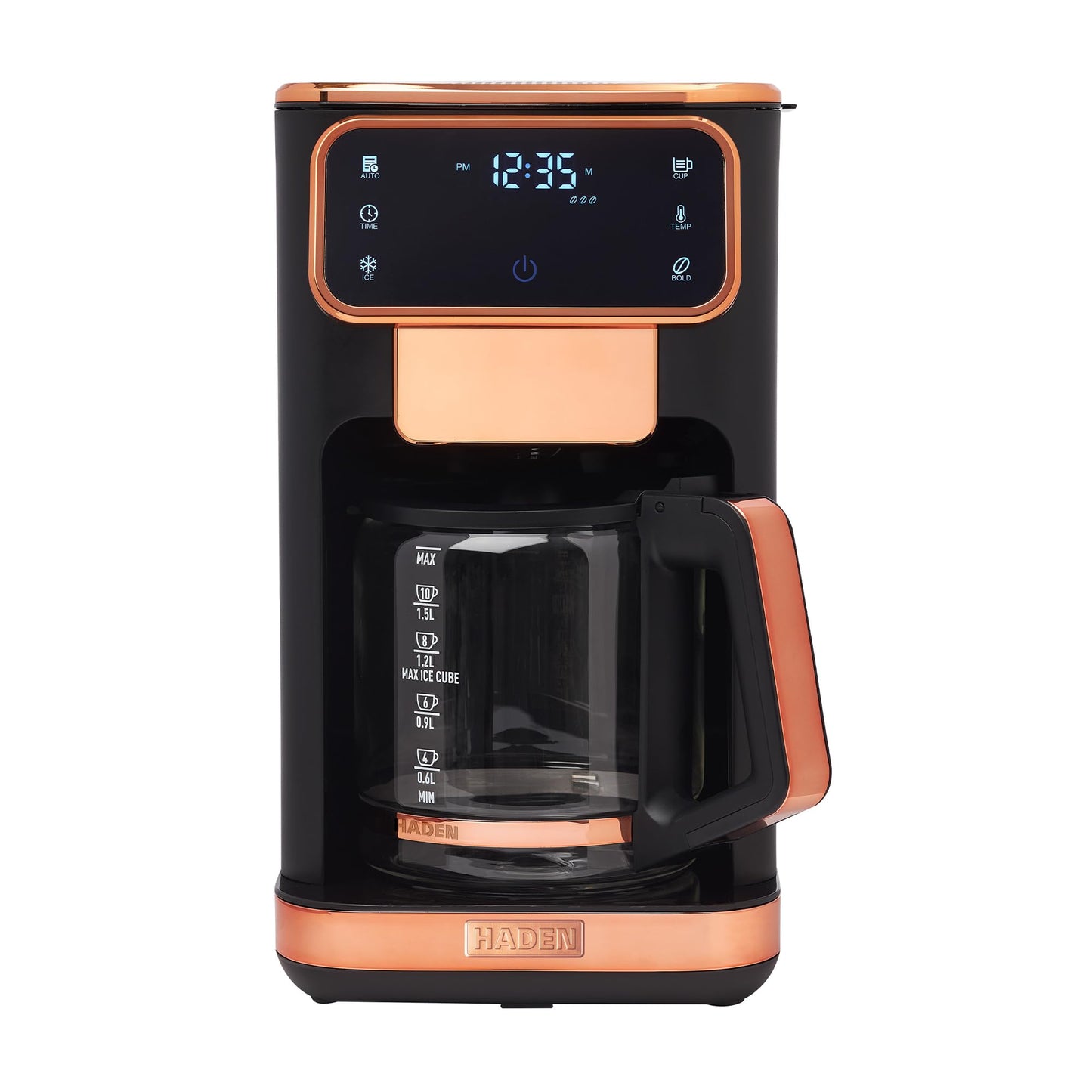 Haden Dual Brew 12 Cup Hot and Iced Coffee Maker with 120 Minute Keep Warm, Delay Brew, Adjustable Strength, Programmable Clock, and Anti Drip, Black