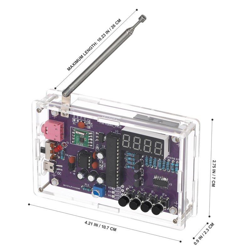 GLEAVI Radio Assembly Kit Diy Electronics Soldering Practice Kit with Fm Circuit Board and Plastic Case 4.21X2.75X0.90In for Beginner Electronic Projects and Stem Learning