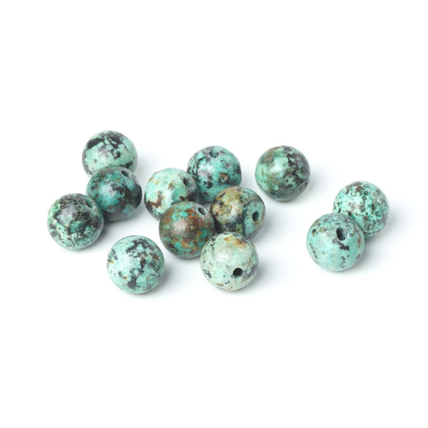 100Pcs Natural Stone 8mm African Turquoise Round Loose Gemstone Energy Healing Beads Hole Size 1mm DIY Smooth Beads for Bracelet Necklace Earrings Jewelry Making