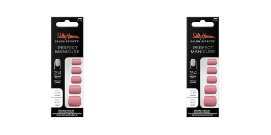 Sally Hansen Salon Effects® Perfect Manicure, Pink Clay, Press On Nails, Square Shaped, Non-Damaging Adhesive Tabs, File, and Alcohol Pad Included (Pack of 2)