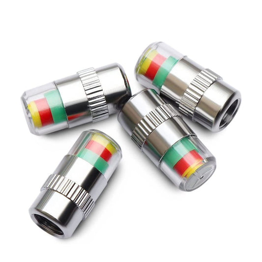 KURAMI Tire Valve Stem Caps,Tire Pressure Caps 32 PSI 2.2 Bar TPMS Tire Pressure Monitor Sensor Indicator 3 Color Eye Alert 4Pcs