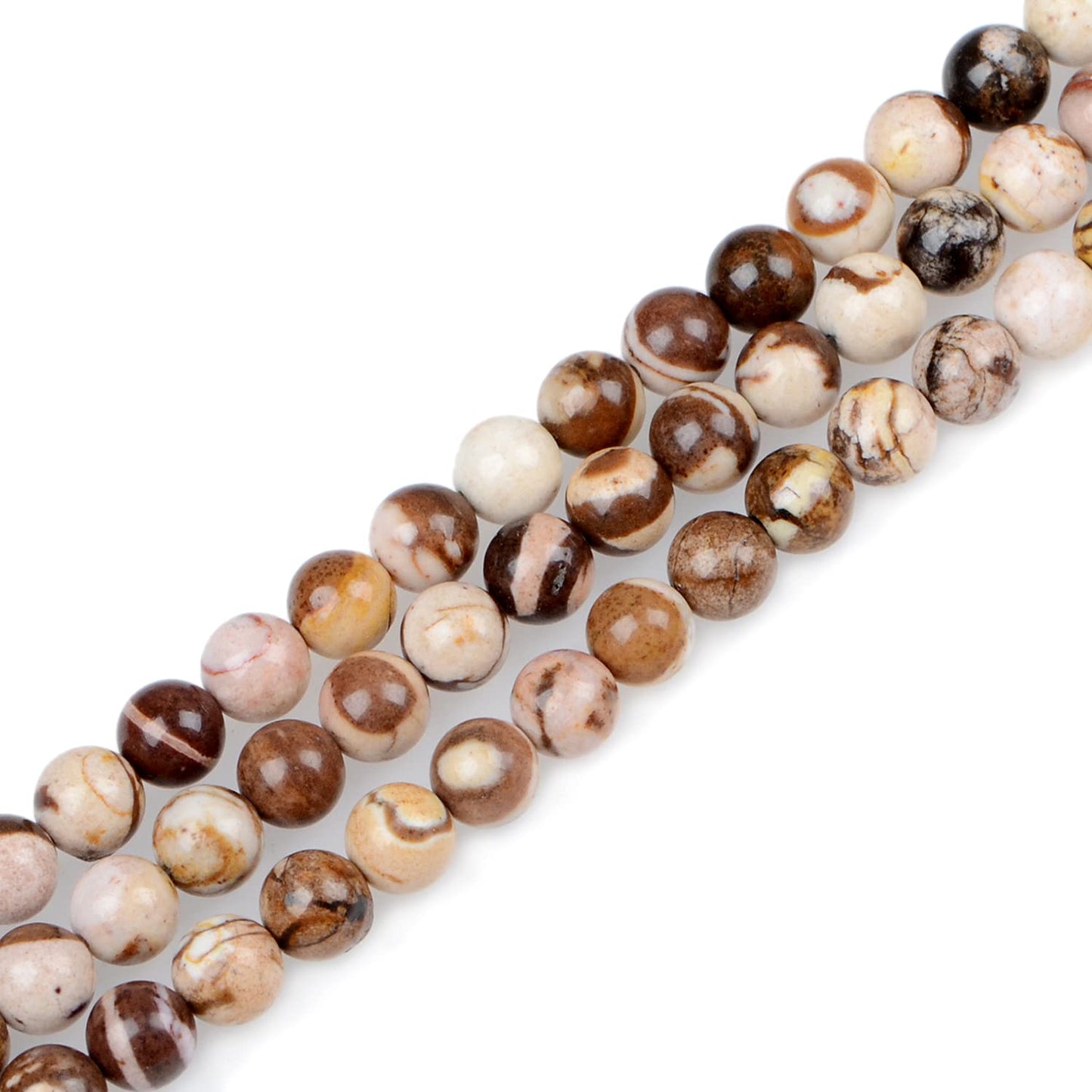 100pcs Natural Crystal Beads Stone Gemstone Round Energy Healing Loose Beads with Stretch Cord for Jewelry Making Bracelets Anklets (Brown Zebra Jasper, 8mm)