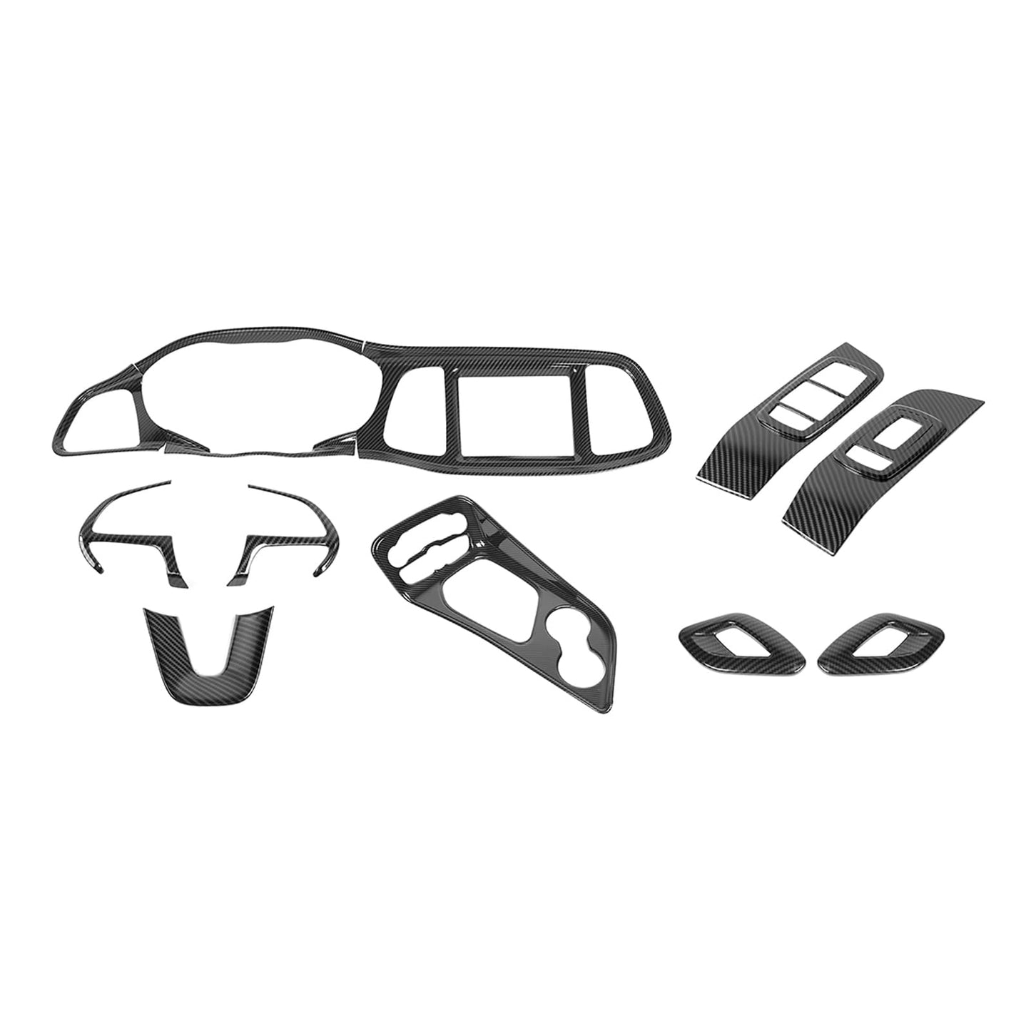 Voodonala Carbon Fiber Interior Trim Kits Compatible with Dodge Challenger 2015-2024, Center Console Dash Gear Shift Steering Wheel Window Lift Control Panel Cover