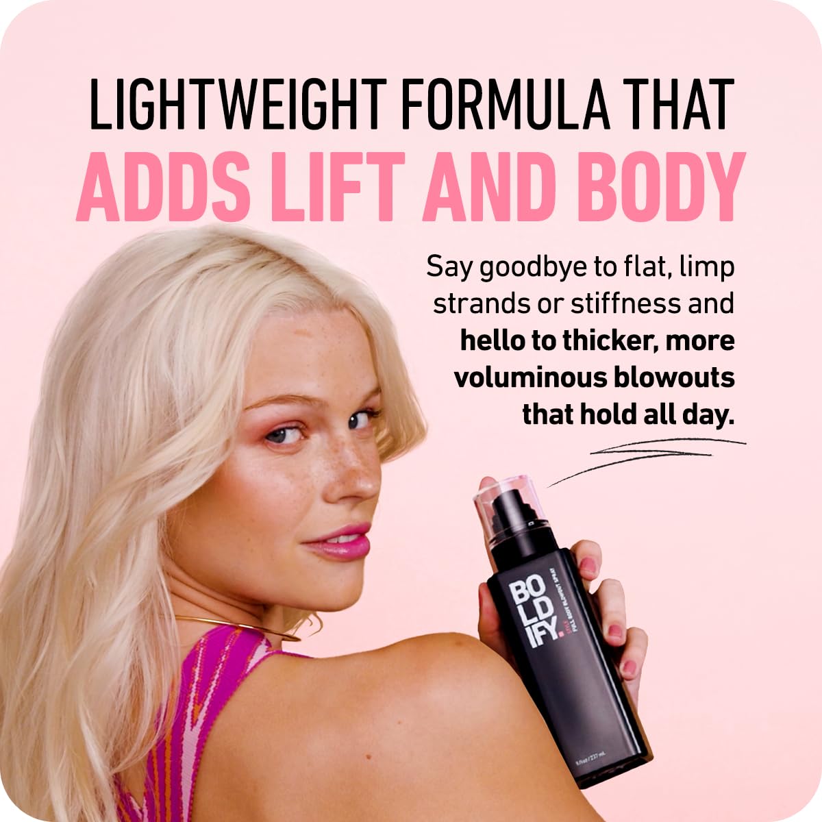 Boldify Full Body Volumizing Hair Spray - Mega-Volume - Blowout Heat Protection Spray with Thickening and Blow Dry Formula for Fine, Thin Hair - For Women & Men