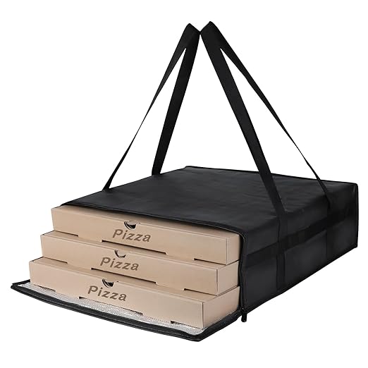 Insulated Pizza Delivery Bag for Carry Hot, 20" x 20" x 6" Carrier Warmer, Insulated Food Delivery Bag, Insulated Grocery Cooler Bags for Catering/Drivers Commercial Food Warmersï¼Black, 1Pkï¼
