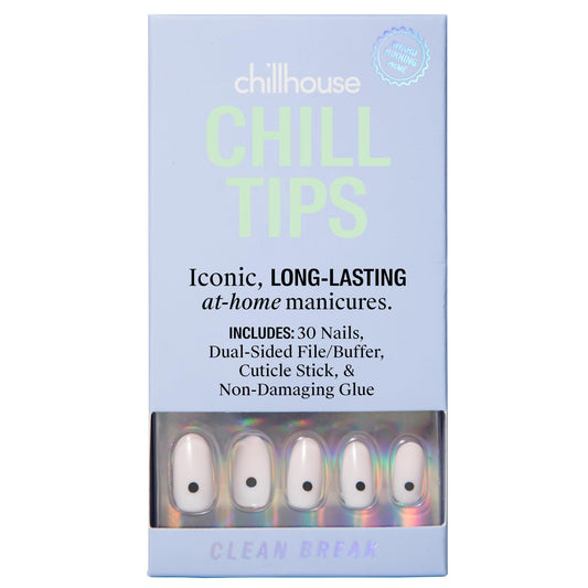 Chillhouse - Chill Tips, Press on Nails Kit - Clean Break (Oval) - 24 Nail Shapes & Sizes - Up to 2 Weeks of Wear - Customizable Fit - Reusable - Latina Founded & Women Owned - Beauty & Self Care