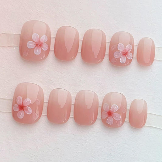 Light Rain Small Size Hand-made Press on Nails, 3D Gel UV Finished False nails with Design by Professional Manicurist