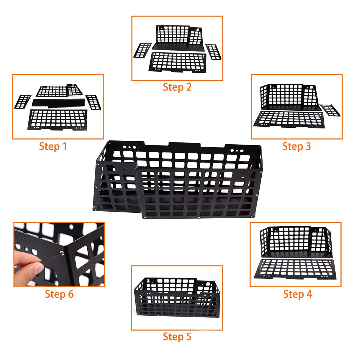 Aunginsy Car Organizer Compatible with Toyota FJ Cruiser 2007-2021 Aluminum Alloy Car Rear Left Side Storage Basket Bag Multifunctional Trunk Storage Box Organizer