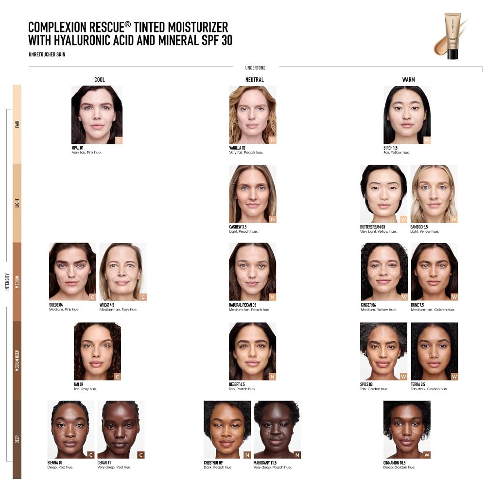 bareMinerals Complexion Rescue Tinted Moisturizer for Face with SPF 30, Travel Size, Birch 1.5, Vegan, Cruelty-Free & Dermatologist-Tested