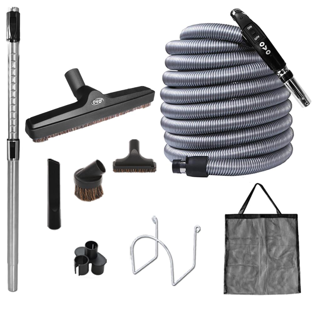 OVO Heavy Duty Powerful Central Vacuum System, Hybrid Filtration (with or Without Disposable Bags) 35L or 9.25Gal, 700 Air watts with 40ft Deluxe Accessory kit Included