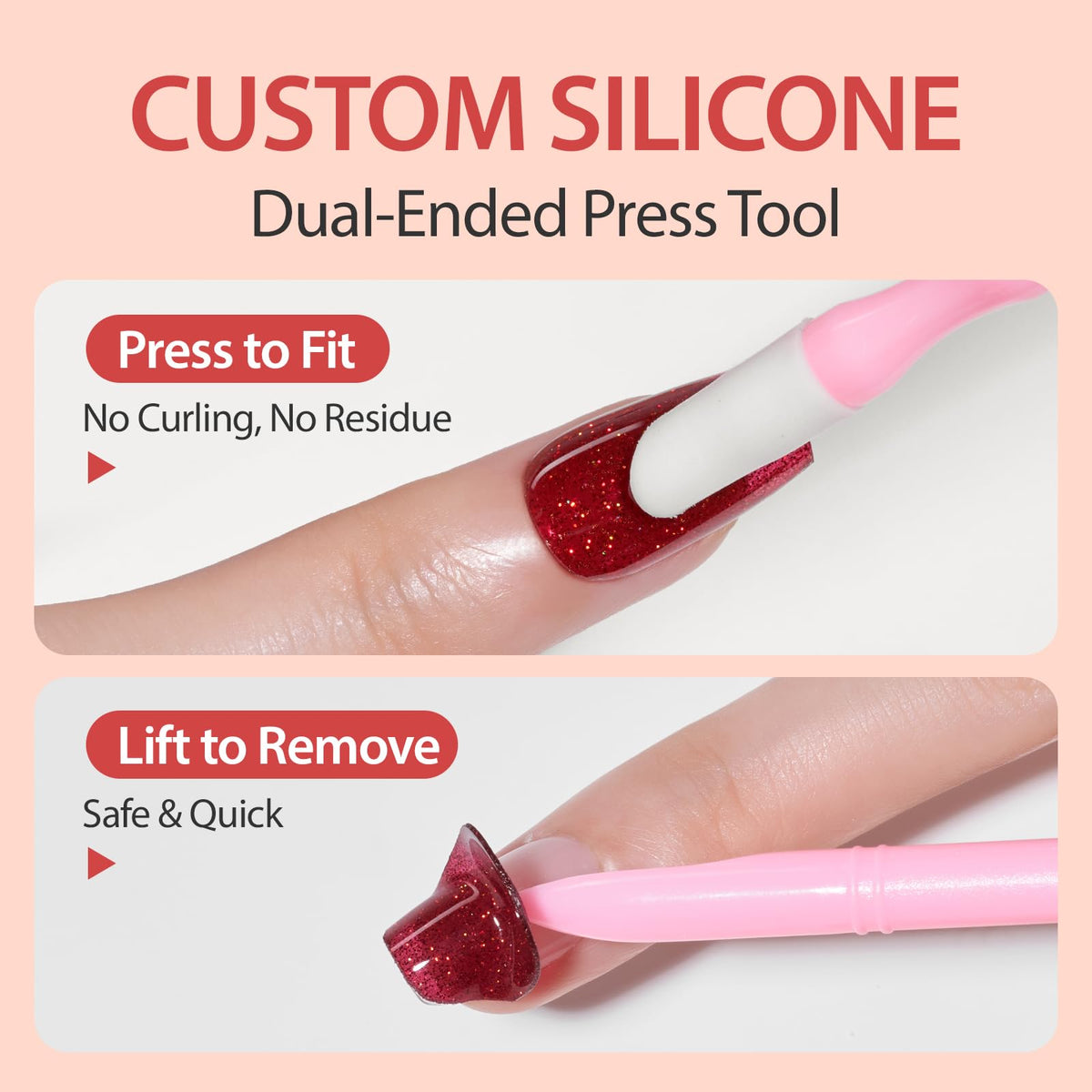 Makartt Semi Cured Gel Nail Strips Kit 2 Packs – Real Gel, Hema & TPO Free, 16 Sizes Anti-Lift Fit, UV Light Required, Salon Quality, Long Lasting, Includes Dual-Ended Tool & Prep Kit (Red Glitter)