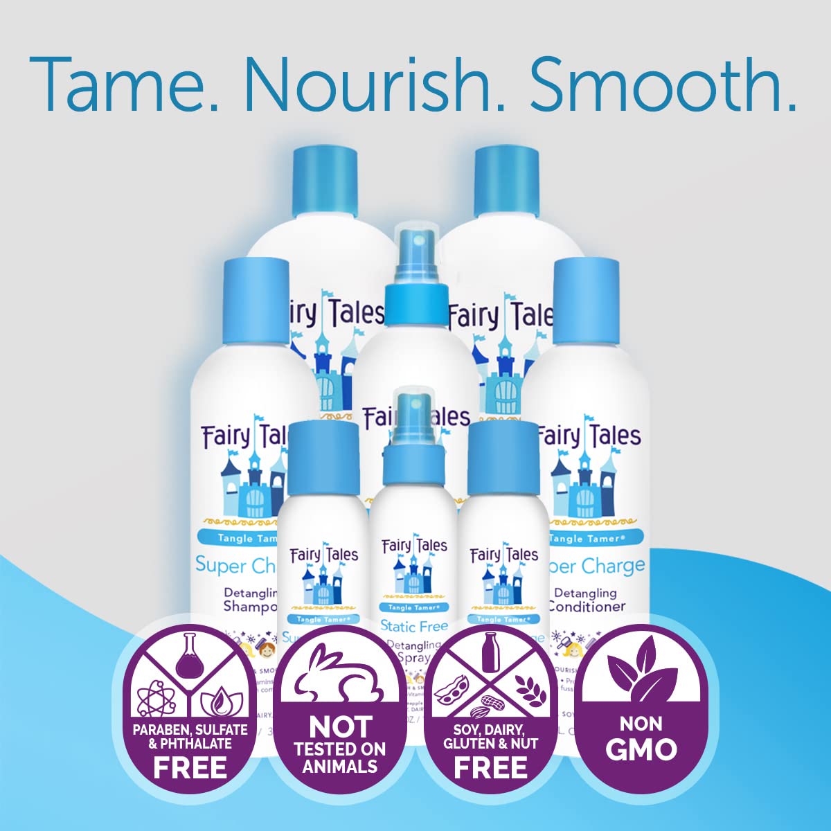 Fairy Tales Tangle Tamer Detangling Shampoo and Conditioner for Kids plus Detangling Spray - Ultra Moisturizing and Anti Frizz Protection - Paraben Free, Sulfate Free - 12 Oz (3 pack)