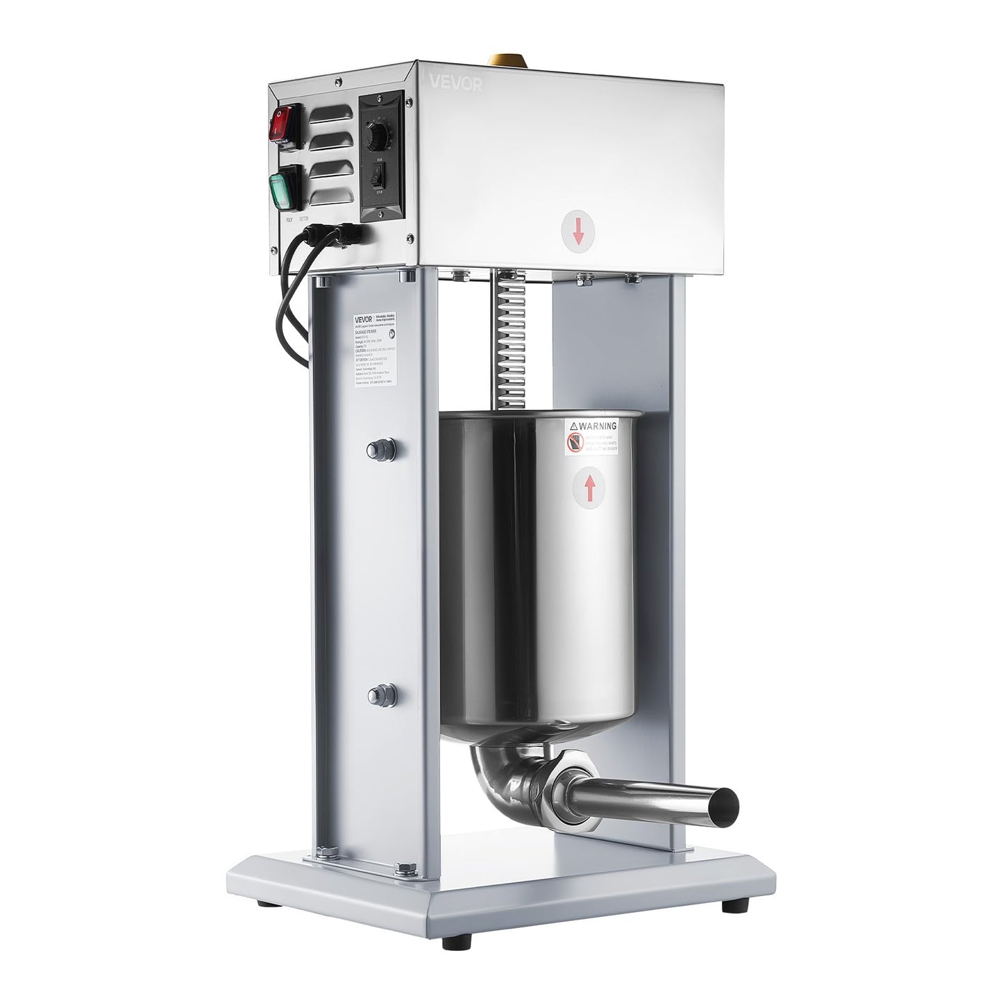 VEVOR Electric Sausage Stuffer, 22 LBS / 10 L Vertical Meat Filler with Stepless Speed Adjustment, Stainless Steel Sausage Stuffing Machine, Foot Pedal & 4 Filling Tubes, for Commercial and Home Use