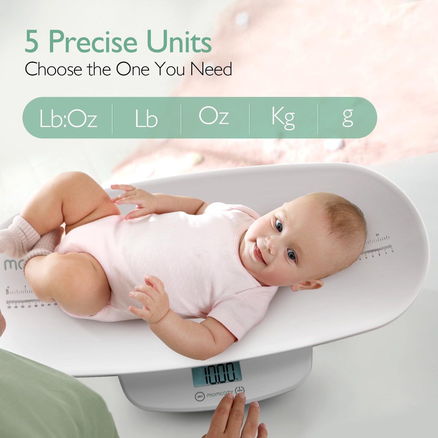 Momcozy Multi-Functional Baby Scale for Toddler, Children, Pet, Adult, Removable Scales for Body Weight & Height Measurement, Perspectives Switch, 5 Units, Digital LED Screen, Auto-Off, Up to 330lb