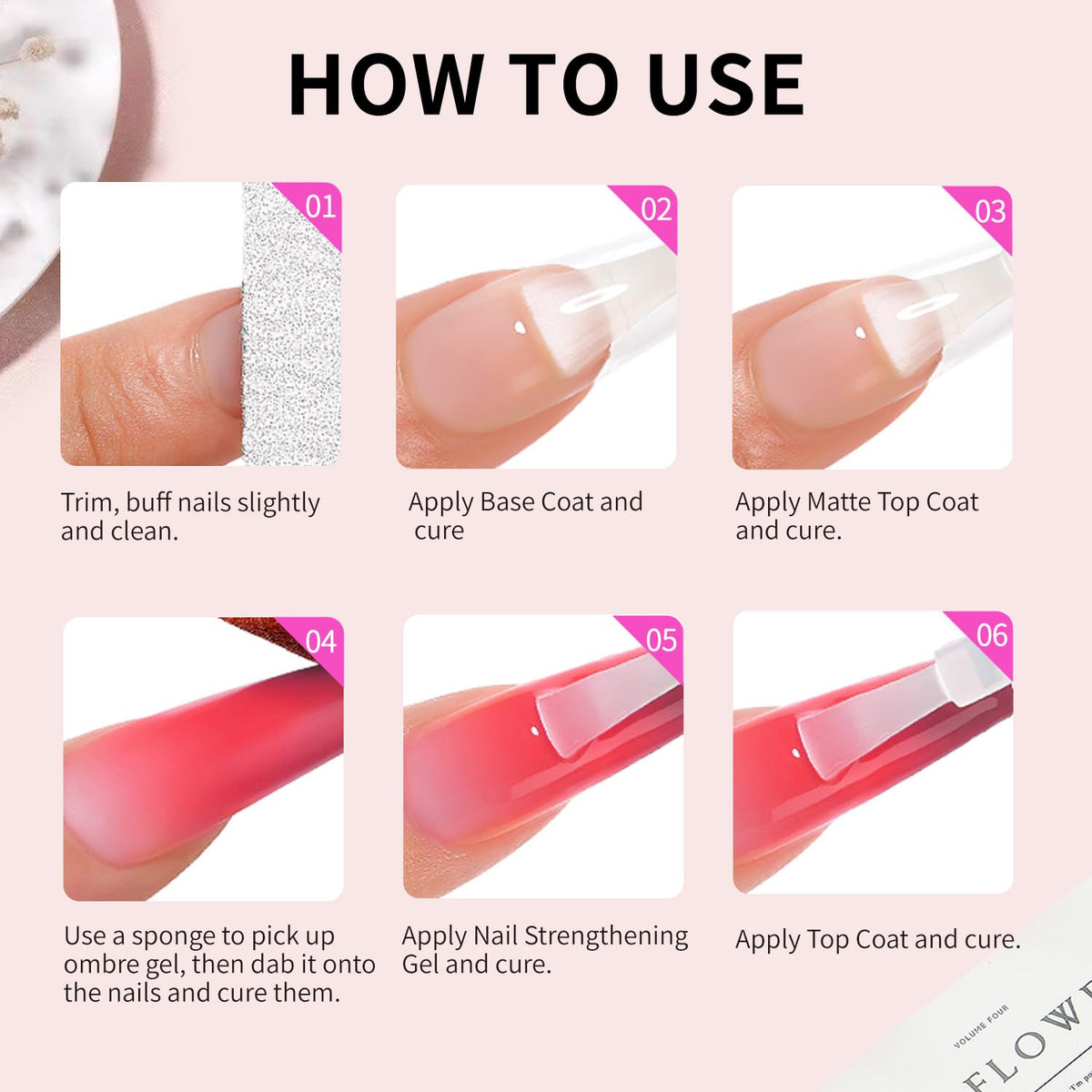 AOBOO Ombre Gel Polish Nail Sponges for Ombre 9 Series Colorful Blush Effect Gradient painting gel ombre & pat paint for nails Multistyle French Manicure Nail Art DIY Home (A1, 1)