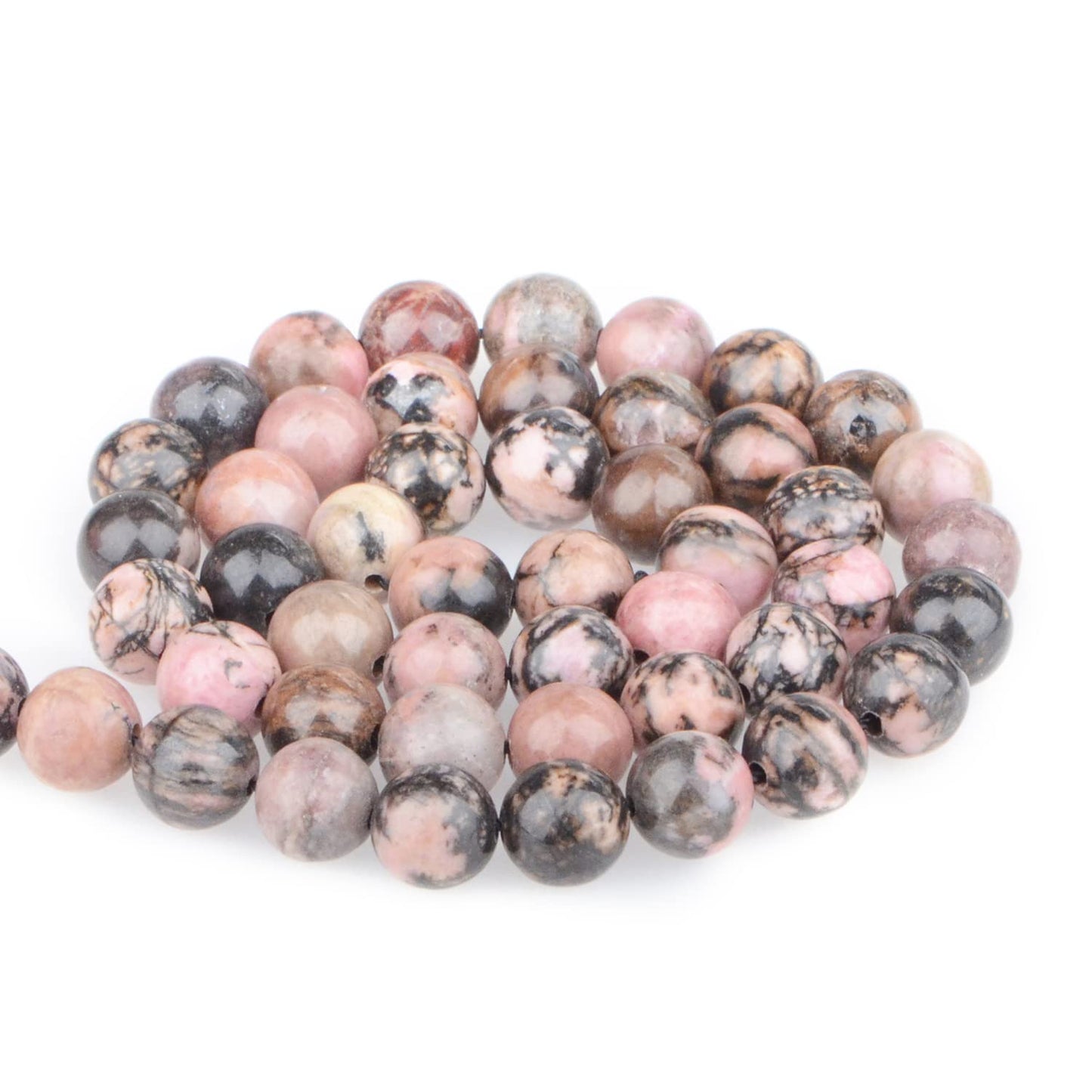 Bymitel 90 pcs Natural Genuine Real Round Loose Stone Beads Gemstone Spacers for Charm DIY Jewelry Making 15.5" per Strand 4mm (Red Black Rhodonite, 4mm)