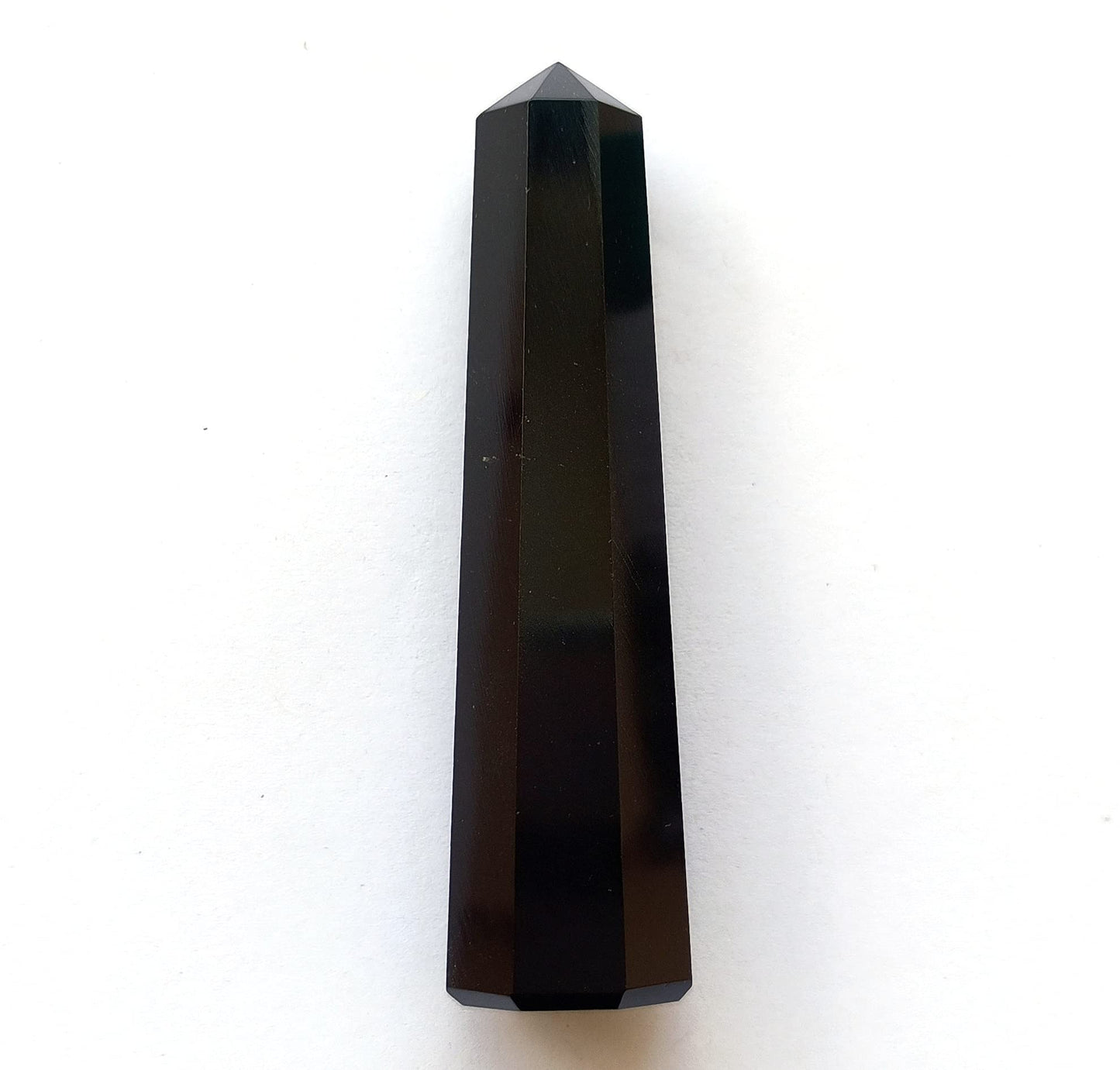 WholesaleGemShop 70 mm (3 Inch) Black Obsidian Gemstones Obelisk Tower Jumbo Facet Aura Rock Crystal Natural Polished Earth Wand Spirit