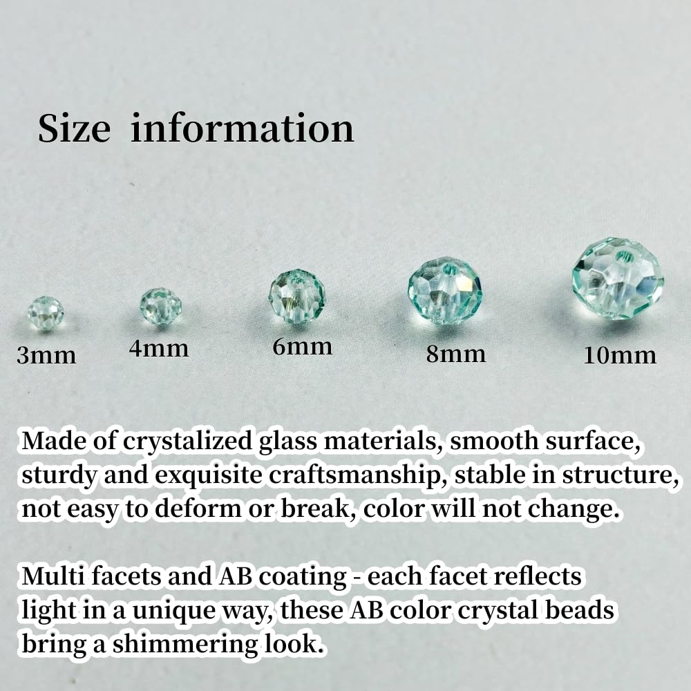 YHYPOCI 100pcs 8mm Crystal Glass Beads for Crafts Faceted Rondelle Glass Beads for Jewelry Making Crystal Spacer Beads for Necklaces Bracelets Earrings DIY Craft(Mint Green AB)