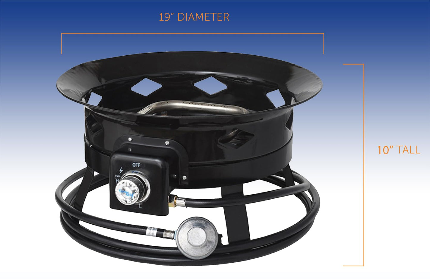 Flame King Smokeless Portable Propane Fire Pit Bowl, 19 inches, 58K BTU with Propane Grip Scale, Self Igniter, Cover, & Carry Straps for RV, Camping, & Outdoor Living
