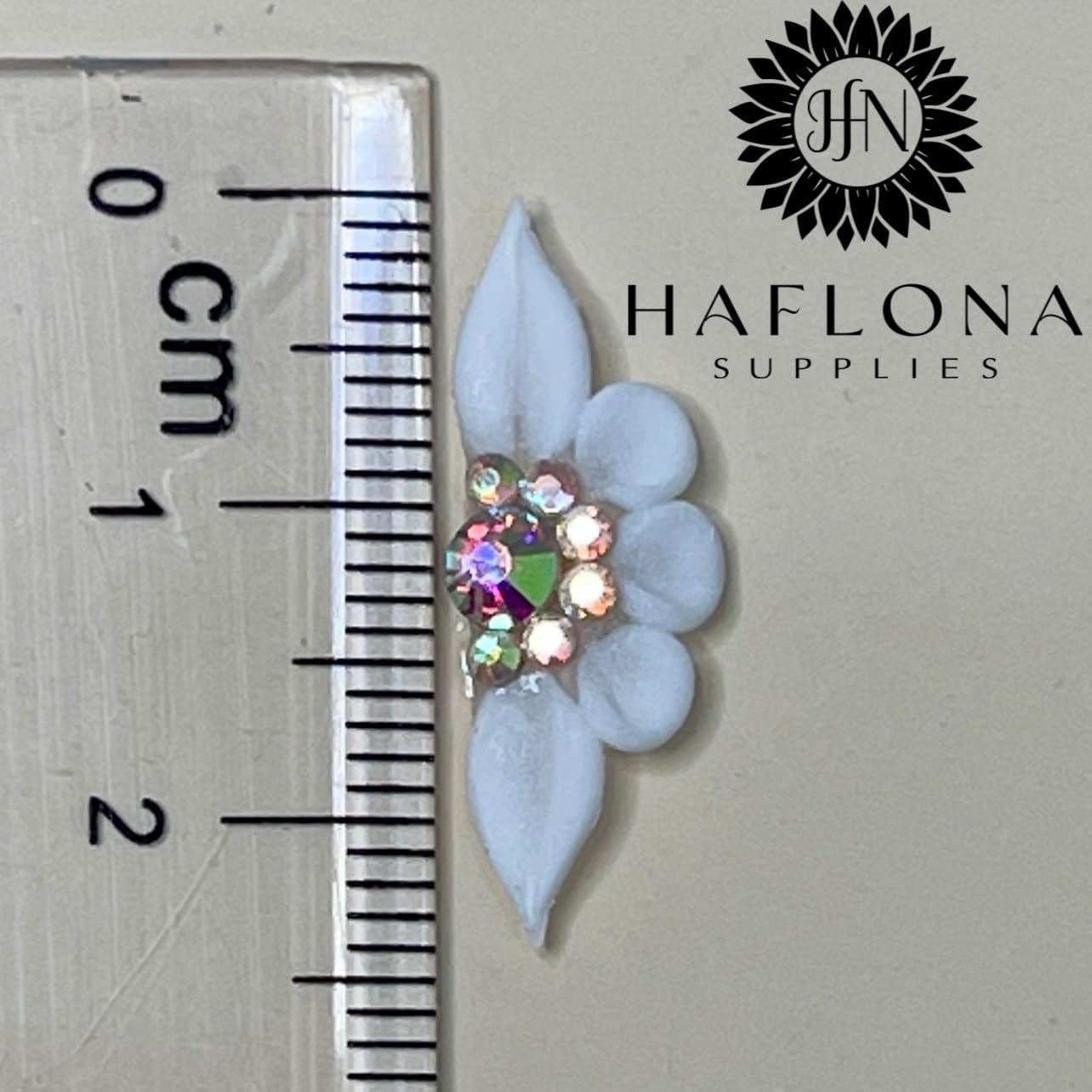 Set 8Pcs 3D Flowers Nails Charms with Rhinestone Gems Handmade by Acrylic Powder Design for Long Nail L,XL,XXL Flower Nail Art Floral Salon Decor Women Girls (8Pcs-White 3 Rhinestones)