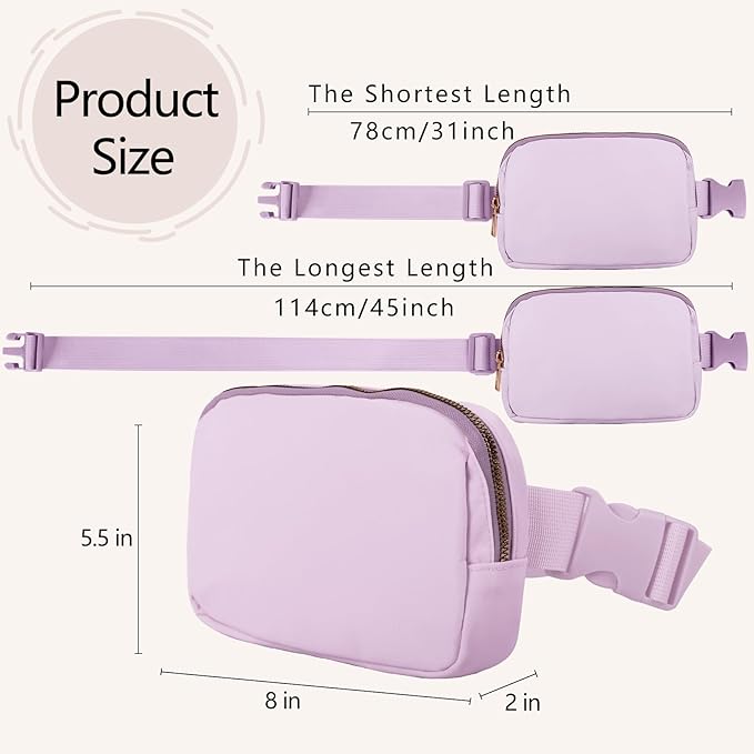 VOROLO Fanny Pack For Women And Men Crossbody Bag Belt Bag with Adjustable Strap Graduation Gifts Light Purple