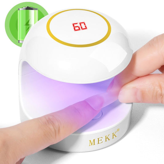 MEKK Mini UV Light for Gel Nails, 18W Cordless Single Finger UV LED Nail Lamp, Portable Small Professional Flash Cure Lamp for Detail Work, Compact Design for Beginners, Travel, Home - White