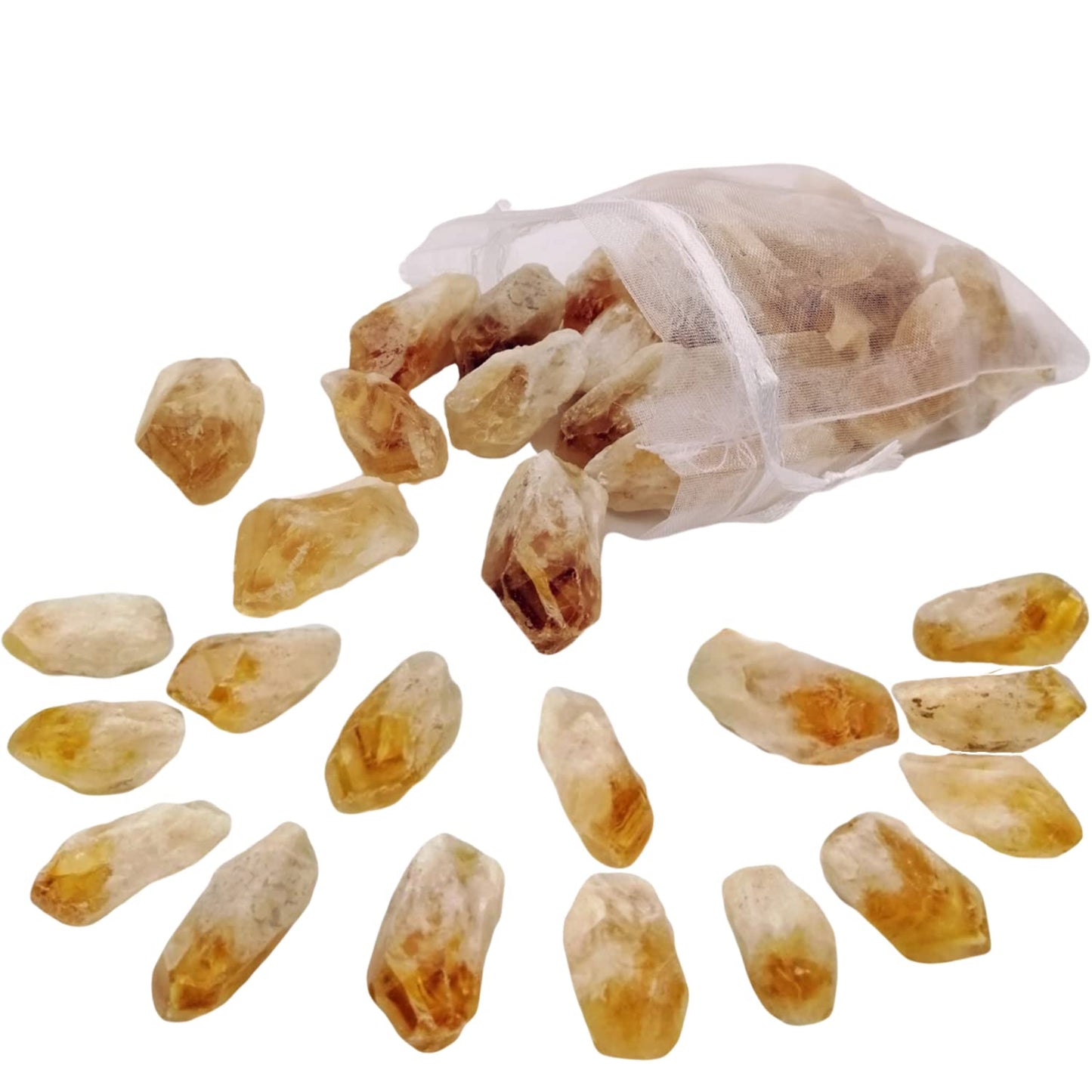 XMHOME Citrine Raw Crystal Point Rough Stone Natural Rock Blocks for Rolling Reiki Wicca 30-36 Pcs