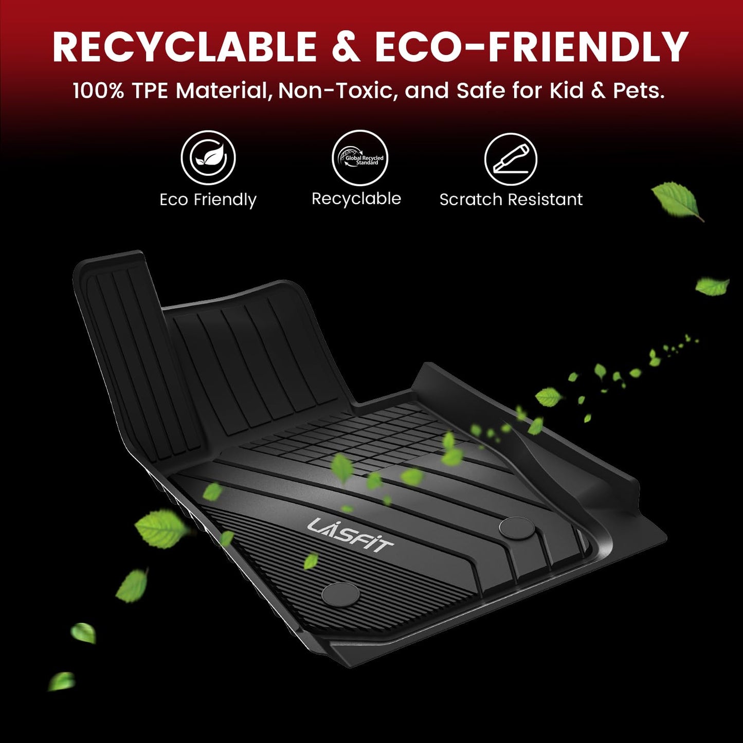 LASFIT Floor Mats&Trunk Mat Fit for BMW X5 2019-2024 2025 2026 40i/45e/50e/50i/M/M50i/M60i, All Weather TPE Custom Fit 1st&2nd Row Full Set Car Mats & Cargo Liner(Only for 5 Passengers), Black